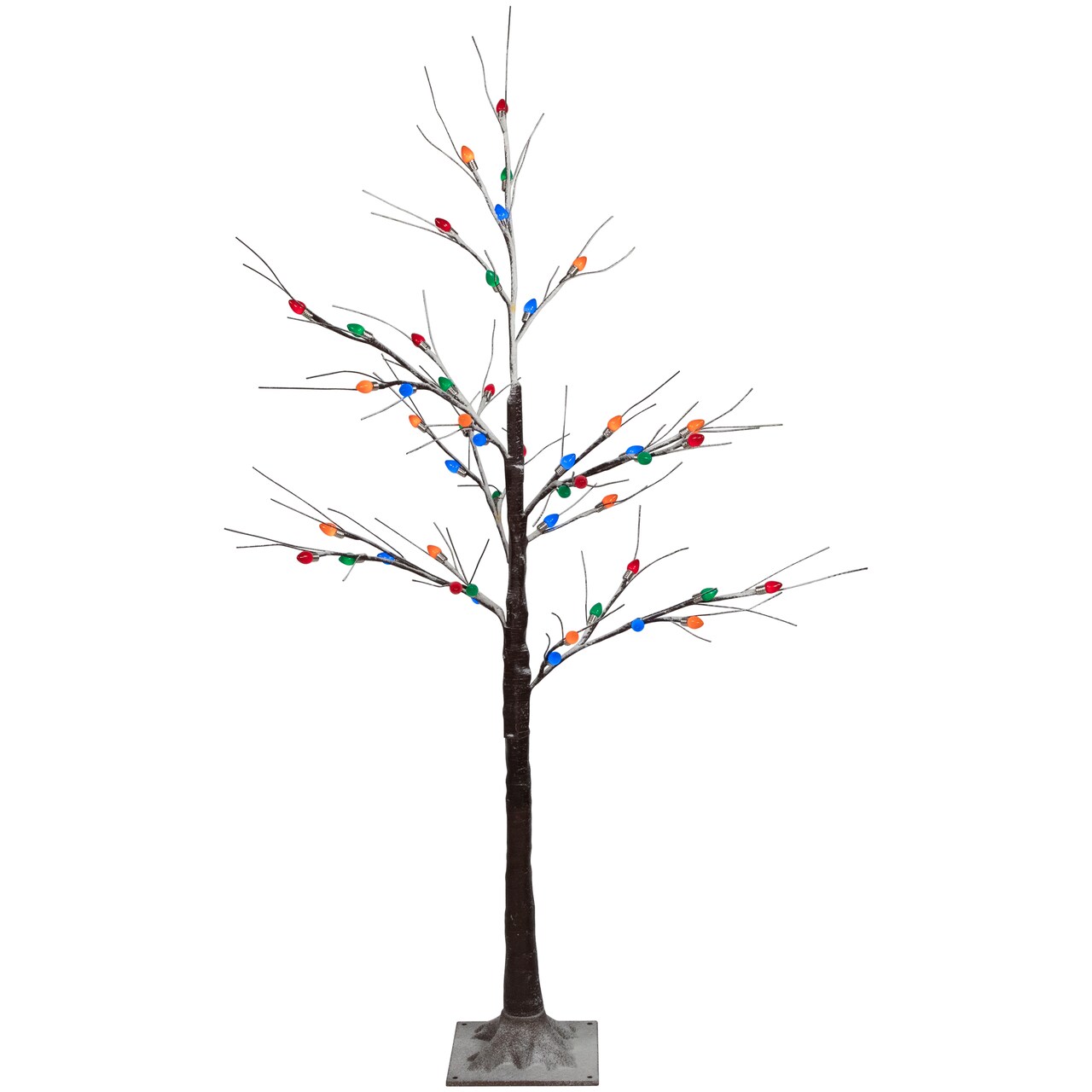 Northlight LED Lighted Frosted Christmas Twig Tree - 4' - Brown - Multi-Color lights